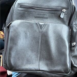 Johnston & Murphy Charcoal Leather Backpack